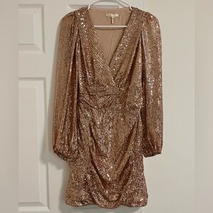 Maje Pink Sequin Ruched Bodycon Dress